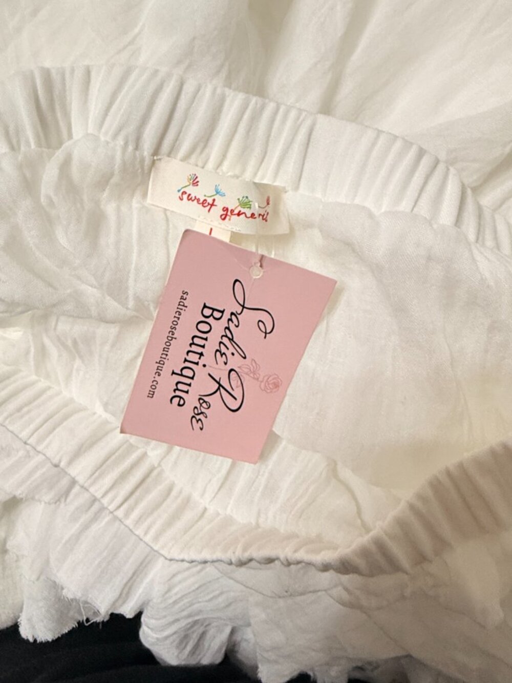Sweet Generis Asymmetrical Raw Edge Ruched Uneven Hemline White Skirt sz L - Picture 8 of 10